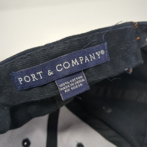 Port & Company Slideback Baseball Cap Black One Size Adjustable Vented Holes - Picture 9 of 9